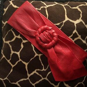 Vintage 80’s Red Ribbed Faux Leather Belt